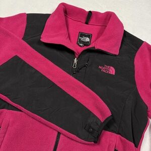 The North Face Jacket Womens Medium Pink Black Denali Fleece Full Zip Outdoor